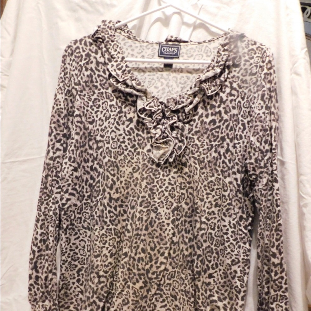 Chaps Classic Leopard Print Blouse 1X